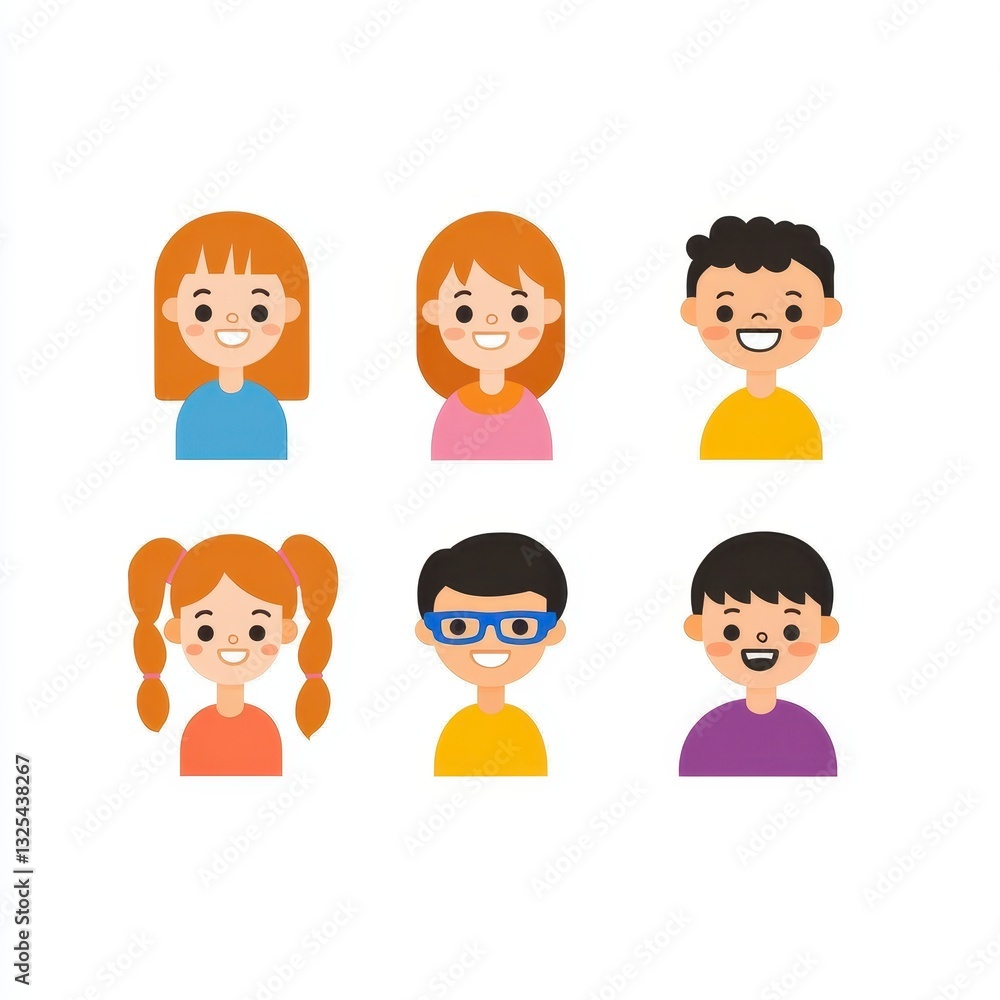 Diverse Group of Happy Cartoon Characters with Joyful Expressions Diverse Group of Happy Cartoon Characters with Joyful Expressions