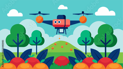 With the help of artificial intelligence a smart drone is able to differentiate between healthy and diseased plants in a largescale orchard assisting in targeted treatment of. Vector illustration