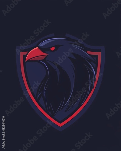 Wallpaper Mural illustration of a crow esports logo, framed by a shield Torontodigital.ca