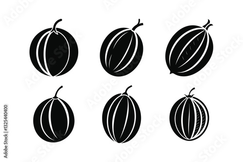 Canary Melon – Cucumis melo var. inodorus fruit silhouette vector illustration