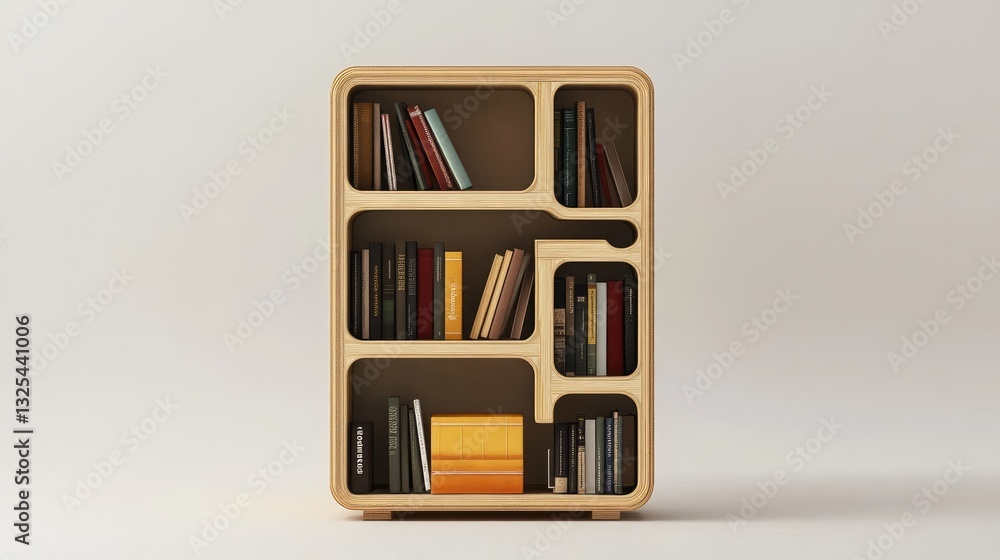 Creative bookshelf design with movable cube-like compartments. Creative bookshelf design with movable cube-like compartments.