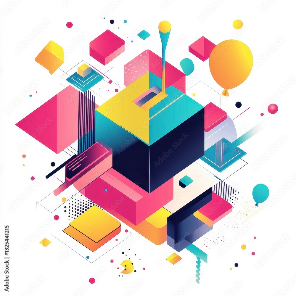 Fototapeta premium Colorful Abstract Geometric Shapes and Forms in Vibrant Design