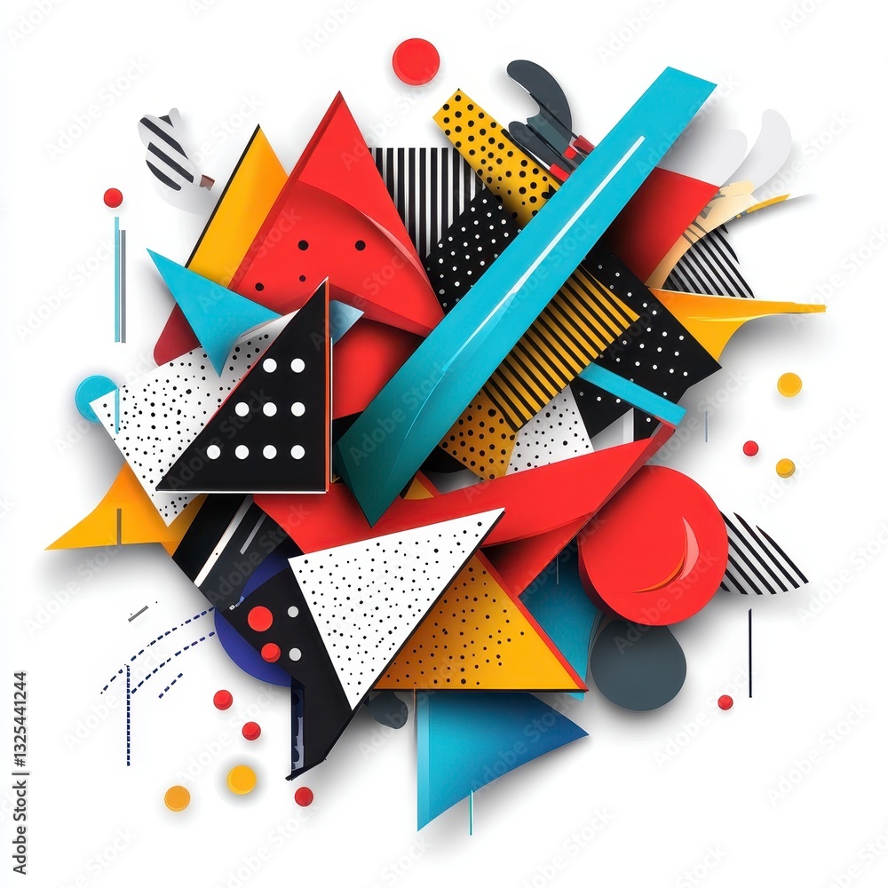 Obraz premium Colorful Abstract Composition of Geometric Shapes and Patterns