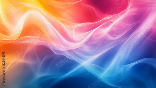 Wallpaper Mural Vibrant abstract waves in gradient colors of orange, pink, and blue create dynamic and energetic visual. flowing patterns evoke sense of movement and creativity Torontodigital.ca