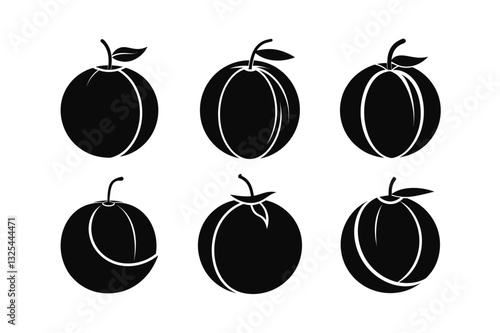 Cantaloupe – Cucumis melo var. cantalupensis fruits silhouette vector illustration