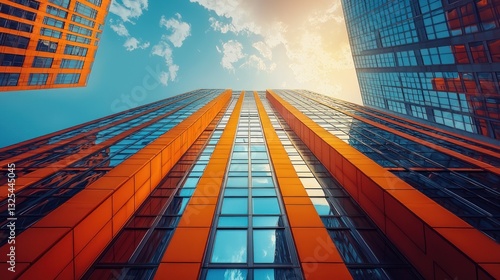 Wallpaper Mural Low angle view of modern skyscrapers against a bright sky. Torontodigital.ca