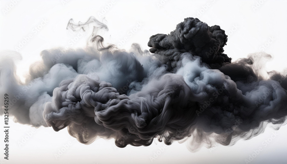 Abstract black and gray thick smoke like a cloudy on white background Abstract black and gray thick smoke like a cloudy on white background