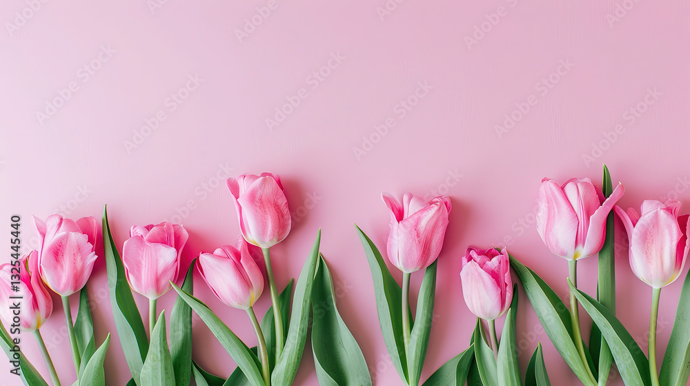 pink tulips on a green background pink tulips on a green background