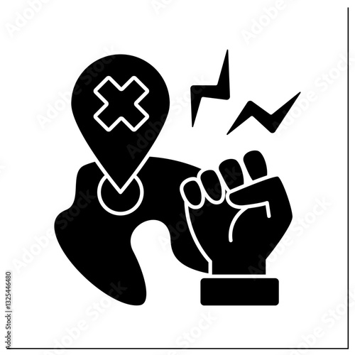 Anti globalism glyph icon.Aggressive behaviors against global processes. Deglobalisation concept. Filled flat sign. Isolated silhouette vector illustration