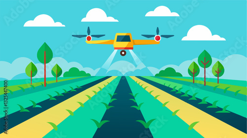 With the help of drone mapping farmers are able to create precise variable rate seeding maps resulting in optimal plant spacing and increased yields.. Vector illustration