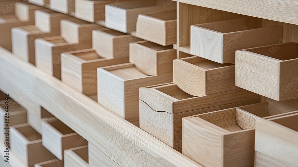 Modular storage system featuring cube-shaped shelves and hidden drawers. Modular storage system featuring cube-shaped shelves and hidden drawers.