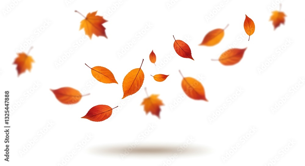 Fototapeta premium autumn leaves are falling flying white background isolated