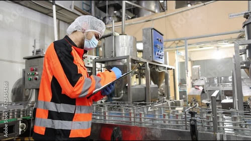 Engineer team working check service maintenance machine operation for safety in food factory production line