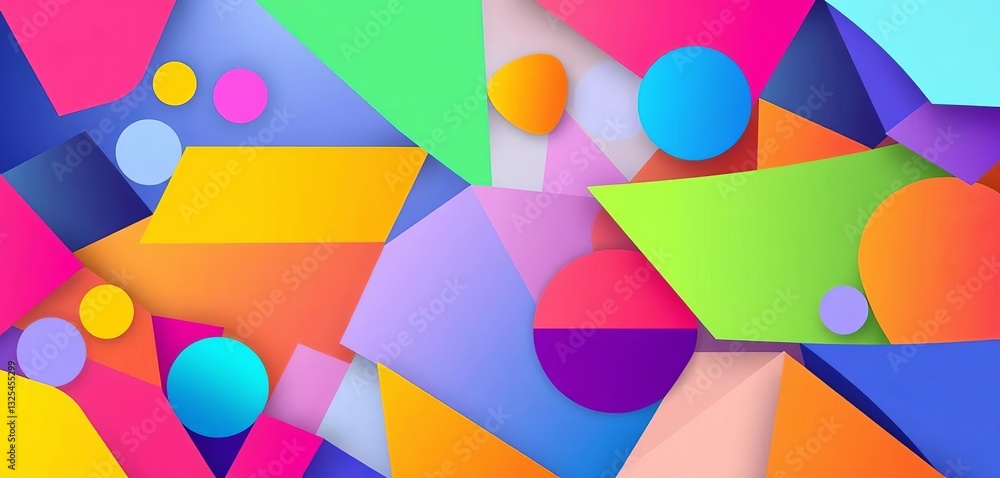 Abstract geometric shapes, vibrant flat colors, retro-futuristic style, minimal design, digital, gradient Abstract geometric shapes, vibrant flat colors, retro-futuristic style, minimal design, digital, gradient