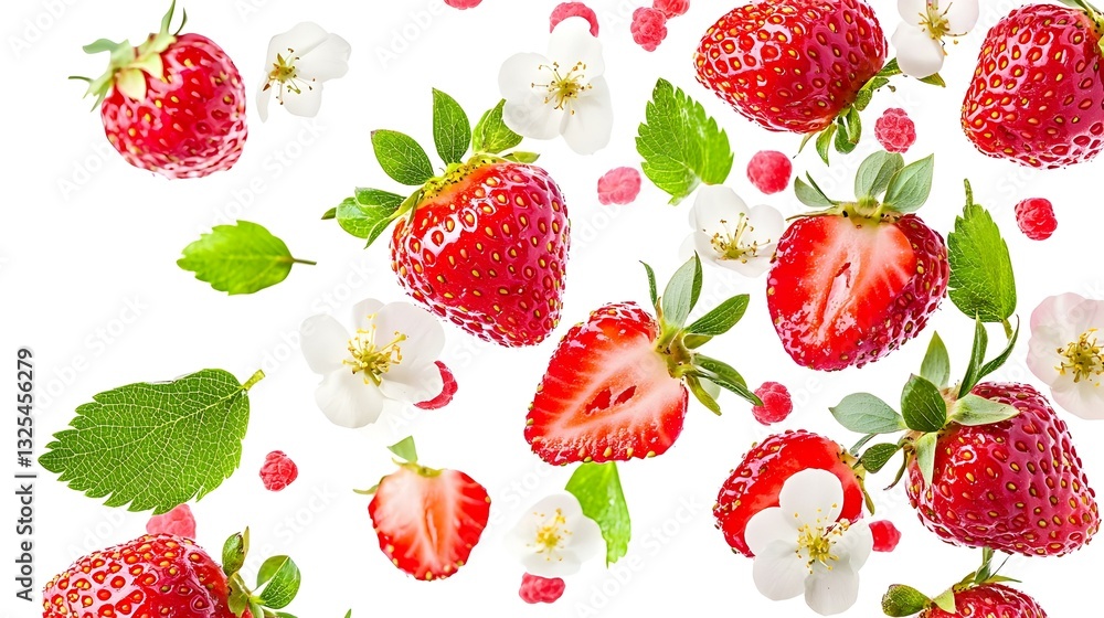 Fresh sweet strawberry berries with flower Fresh sweet strawberry berries with flower