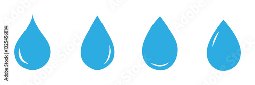 Water drop icon set. flat droplet logo shapes collection on white background . vector illustration. 