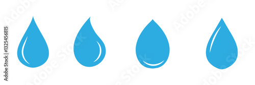 Water drop icon set. flat droplet logo shapes collection on white background . vector illustration. 