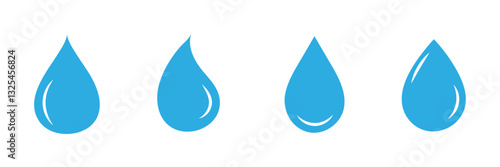 Water drop icon set. flat droplet logo shapes collection on white background . vector illustration. 