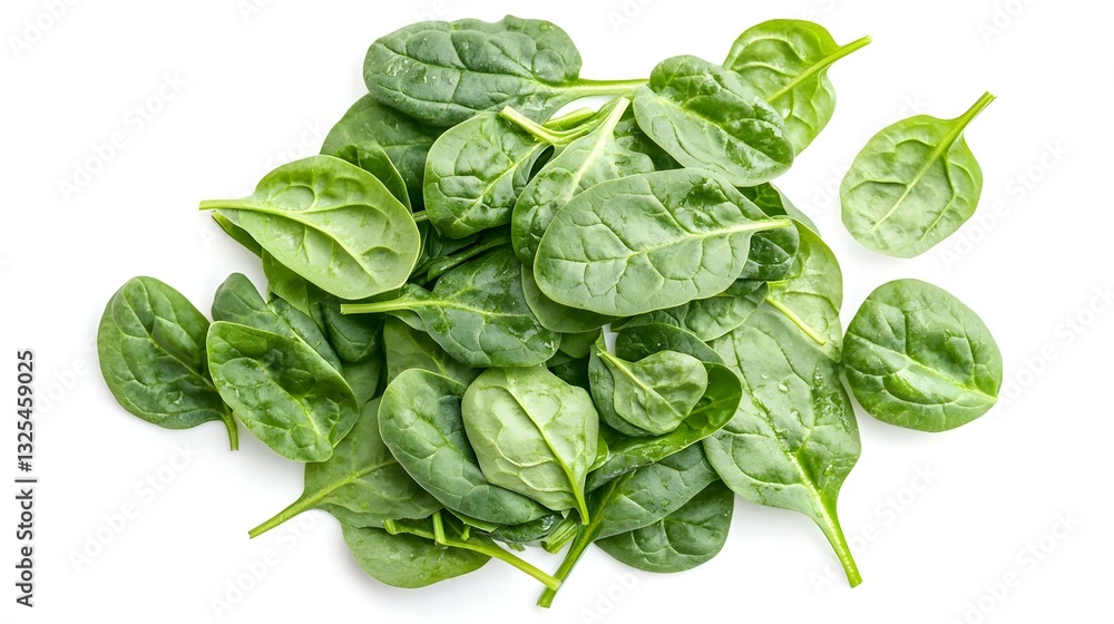 Fototapeta premium Pile of fresh green healthy baby spinach leaves