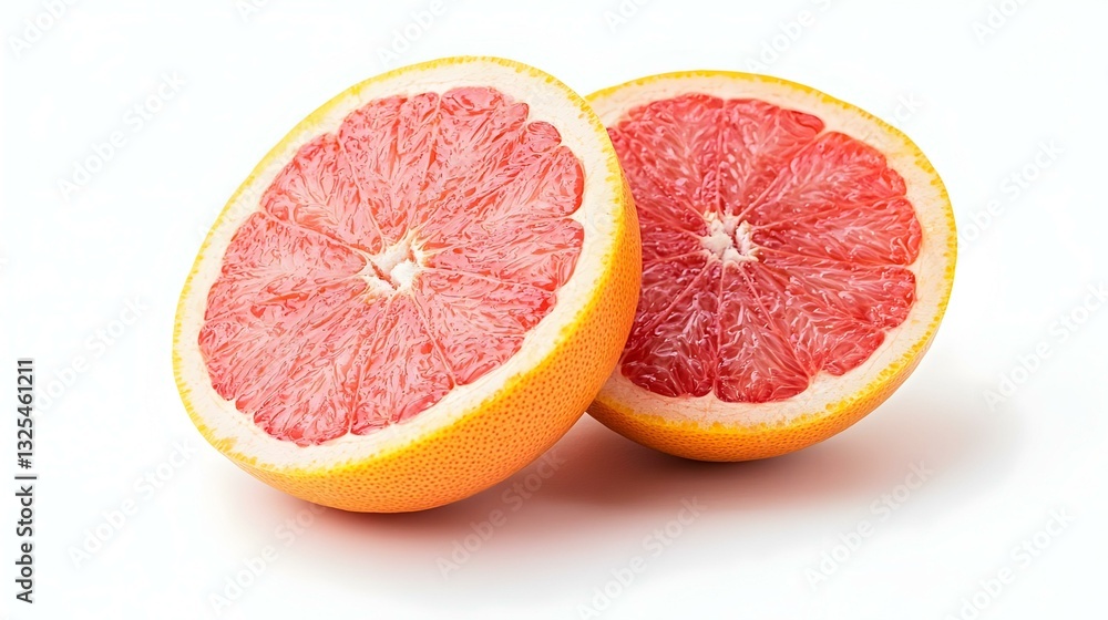 Two pink grapefruit halves stacked on top studio Two pink grapefruit halves stacked on top studio