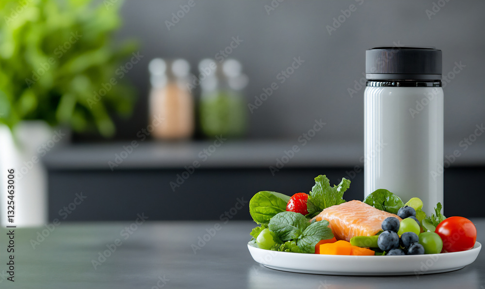 salmon fillet with vegetables on a white plate, salmon fillet with vegetables on a white plate,