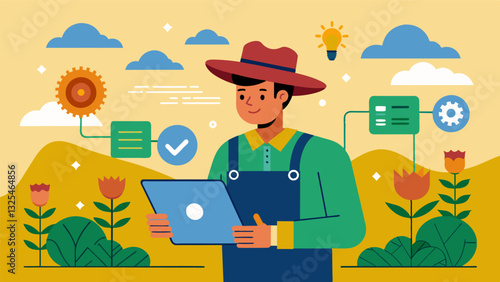 Through the use of AI farmers can create customized crop management plans based on individual field conditions leading to more efficient and effective farming practices.. Vector illustration