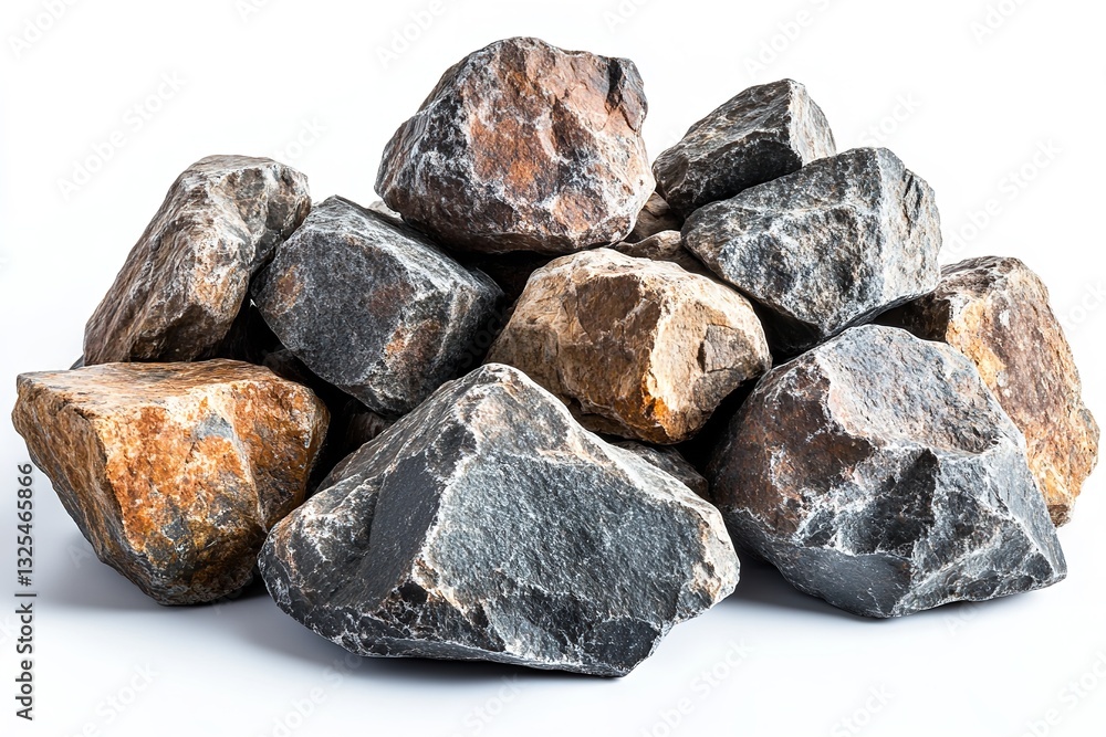 Pile of Rough Natural Rocks Isolated on White Background with Clipping Path Pile of Rough Natural Rocks Isolated on White Background with Clipping Path