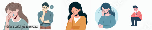 Set of sad people vector image