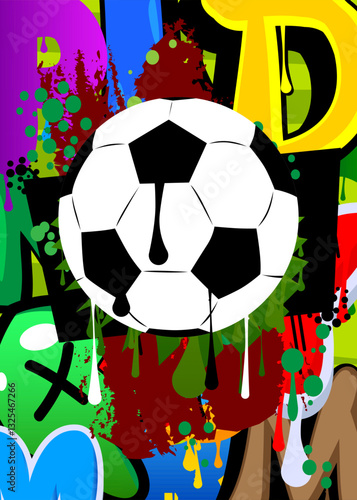 Wallpaper Mural Football Ball graffiti. Abstract modern street art decoration performed in urban painting style. Torontodigital.ca