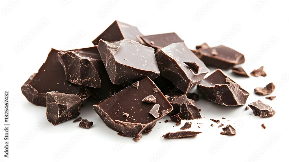 Pieces of dark chocolate isolated on white Pieces of dark chocolate isolated on white