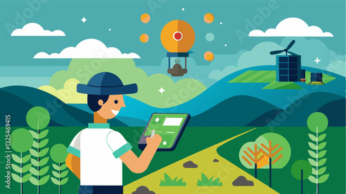 With the help of satellite imagery the digital platform can monitor the crop growth and health of largescale farms providing valuable insights for farmers and agronomists.. Vector illustration