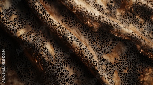 Intricate textile pattern with abstract porous texture and soft folds