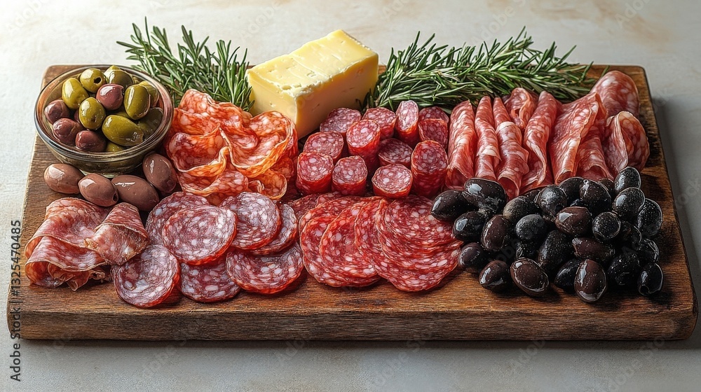 Rustic Charcuterie Board with Salami, Cheese, and Olives Rustic Charcuterie Board with Salami, Cheese, and Olives
