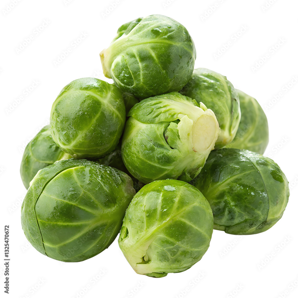 Fototapeta premium Fresh Brussels Sprouts Isolated on White Background
