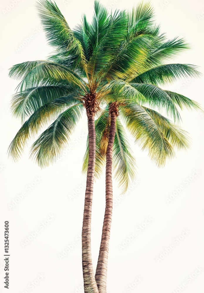 Fototapeta premium Lush Tropical Palm Trees Against Soft Background in Bright Light, Evoking Serenity, Calmness, and Natural Beauty for Tropical Escape or Vacation Themes