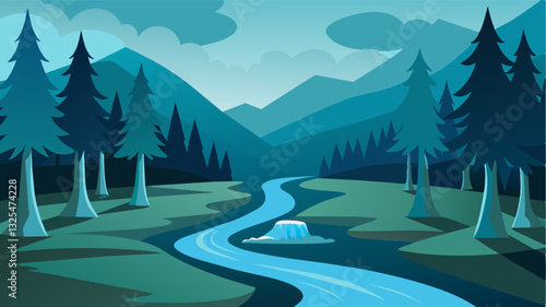 The sound of trickling water and the coolness of a forest stream have been rep by an eerie stillness a haunting reminder of the impact of water scarcity on the environment.. Vector illustration