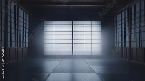 Wallpaper Mural Abstract Interior View Of A Minimalist Room With Illuminated Window And Geometric Design Torontodigital.ca