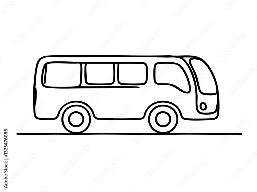 Line art bus illustration on transparent background Line art bus illustration on transparent background