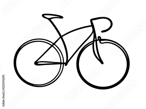 Stylized bicycle outline illustration on transparent background