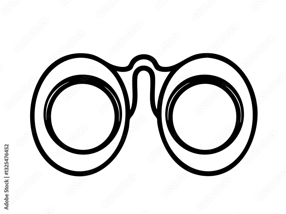 Binoculars icon in black line art on transparent background Binoculars icon in black line art on transparent background