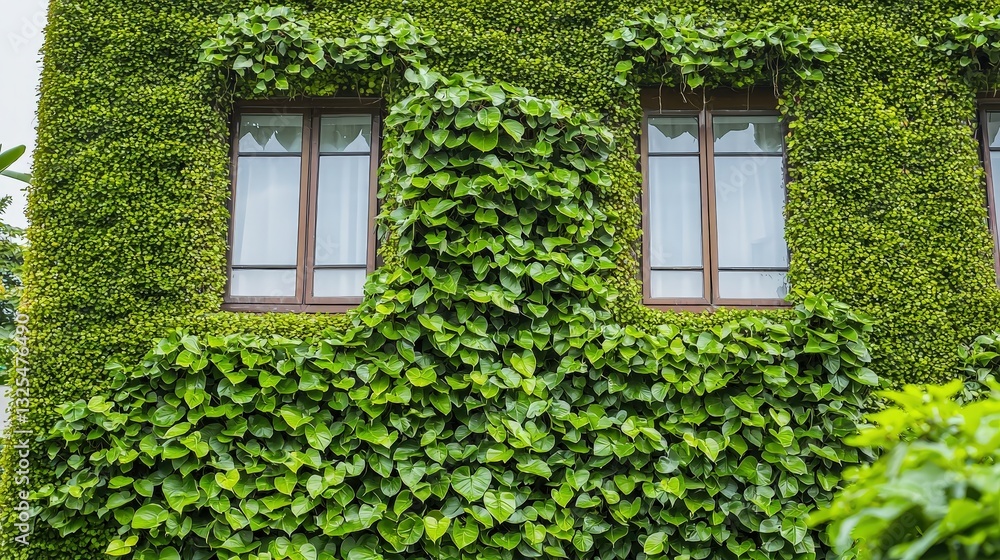 An exquisite building enveloped in thick green ivy creating a harmonious blend with nature An exquisite building enveloped in thick green ivy creating a harmonious blend with nature