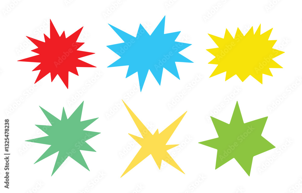 Bursting speech star set flat design Bursting speech star set flat design