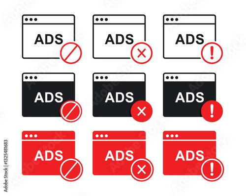 Web page ad blocker icon. Illustration vector