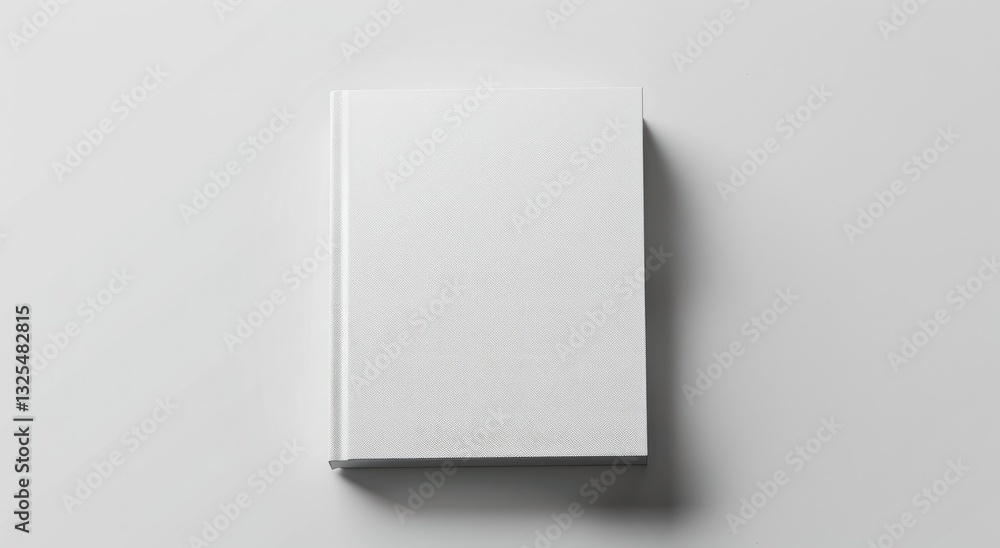 Minimalist white square book mockup on a clean white background, top view flat lay. Minimalist white square book mockup on a clean white background, top view flat lay.