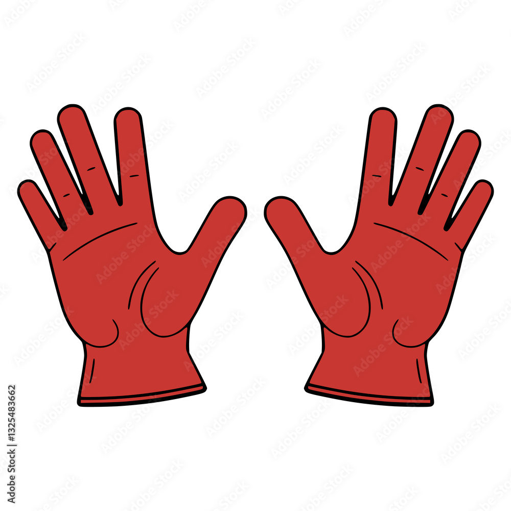 Fototapeta premium red rubber glove safety work flat color vector illustration template design