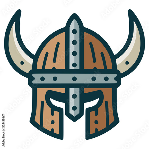 viking helmet traditional vintage flat color vector illustration template design