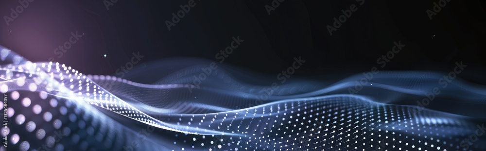 Futuristic abstract black background with dots forming a dynamic wave pattern. Futuristic abstract black background with dots forming a dynamic wave pattern.