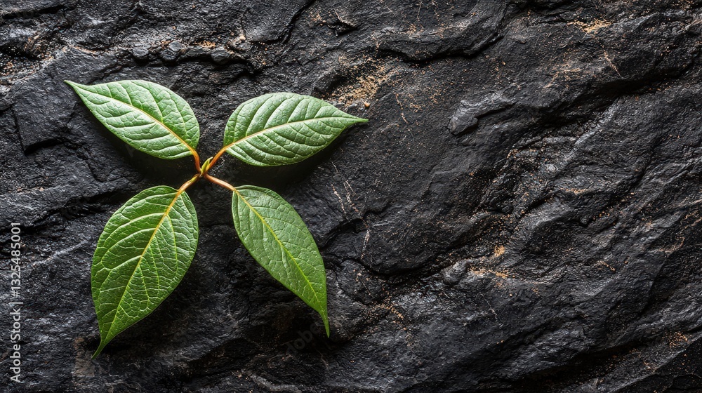 Naklejka premium Unique plant growing out of rocky surface showcasing nature's resilience in harsh environments