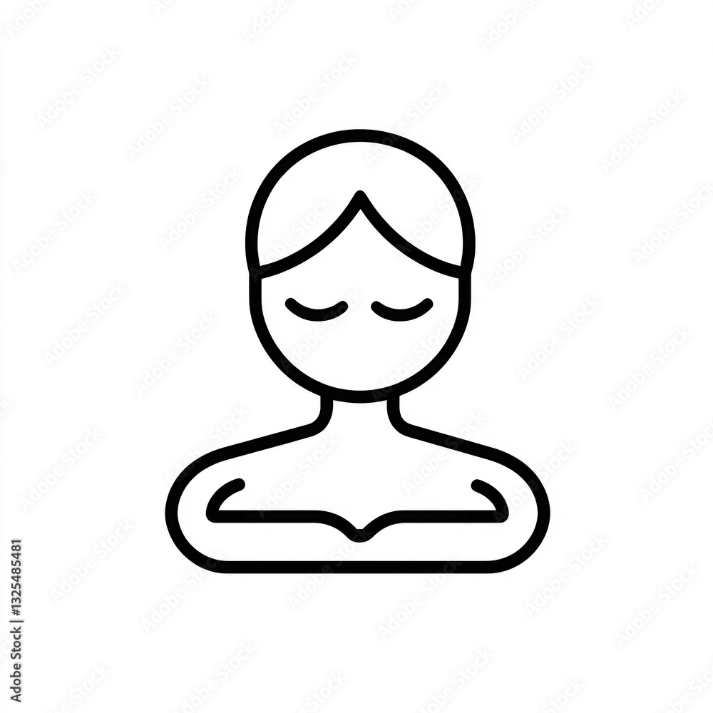 Simple line art of mental wellness, meditating figure on white. Simple line art of mental wellness, meditating figure on white.
