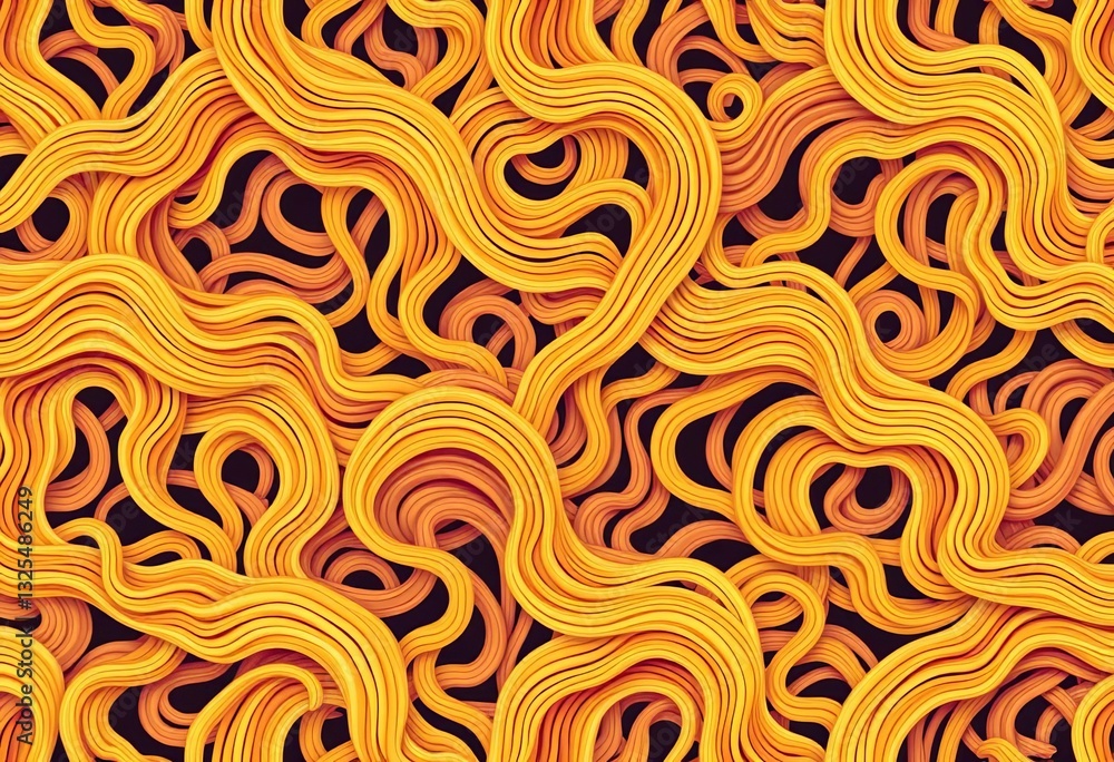 Seamless vector pattern of wavy ramen noodles in abstract curly and zig-zag lines, repeat, food Seamless vector pattern of wavy ramen noodles in abstract curly and zig-zag lines, repeat, food